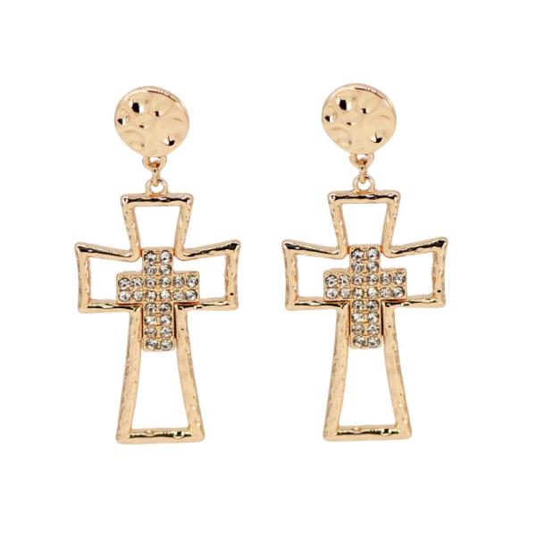 CROSS COIN DANGLE EARRING
