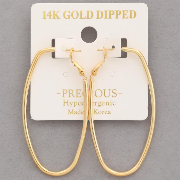 14K GOLD DIPPED LONG OVAL EARRING