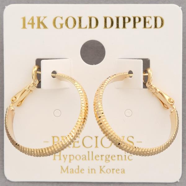 14K GOLD DIPPED TEXTURED HOOP EARRING