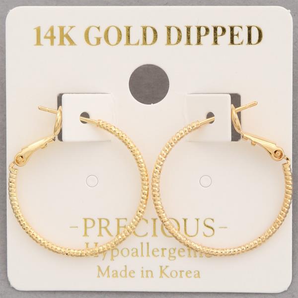 14K GOLD DIPPED TEXTURED HOOP EARRING