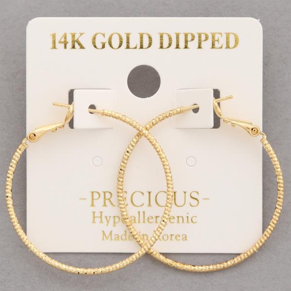 14K GOLD DIPPED TEXTURED HOOP EARRING