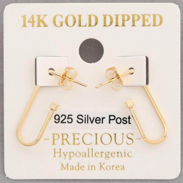 14K GOLD DIPPED LONG OPEN OVAL 925 SILVER POST EARRING