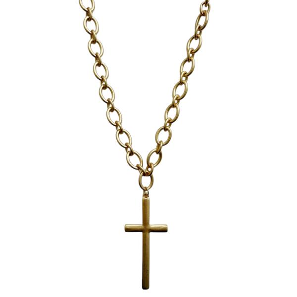 CROSS OVAL LINK METAL NECKLACE