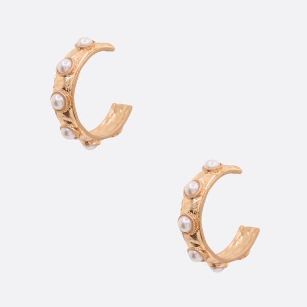 STUDDED EDGE OPEN HOOP EARRING