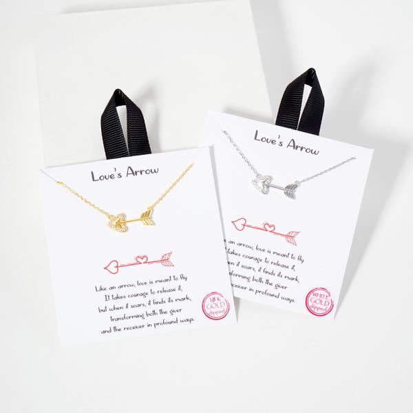 18K GOLD RHODIUM LOVE`S ARROW NECKLACE