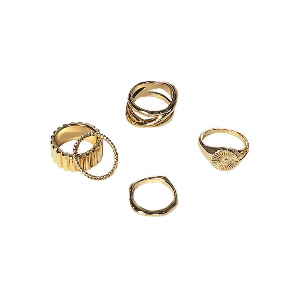 METAL HEART FLOWER PATTERN CLASPMULTI RING SET