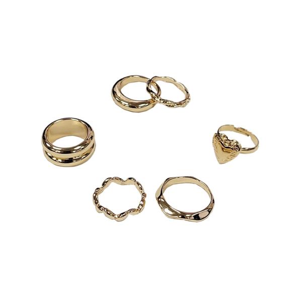 METAL CROSS DIAMOND PATTERN CLASP MULTI RING SET