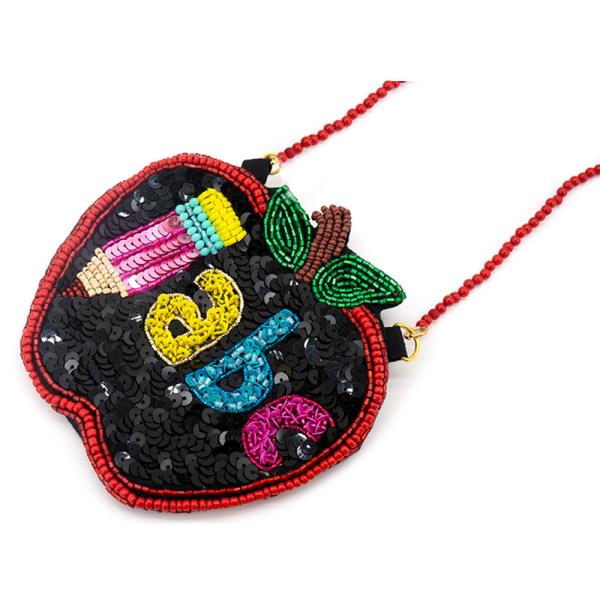 SEQUINS PENCIL LETTER ABC APPLE SHAPE CROSSBODY BAG