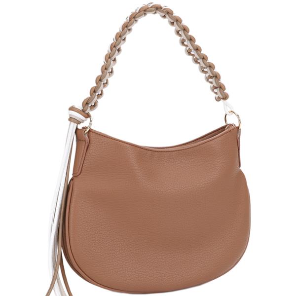 SMOOTH BRAIDED HANDLE SHOULDER BAG