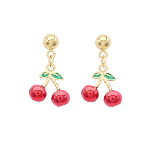 CHERRY STAINLESS STEEL DANGLE EARRING