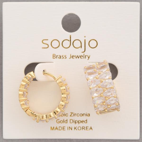 SODAJO CZ GOLD DIPPED HOOP EARRING