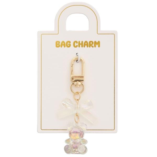 IRIDESCENT TEDDY BEAR RIBBON BOW BAG CHARM