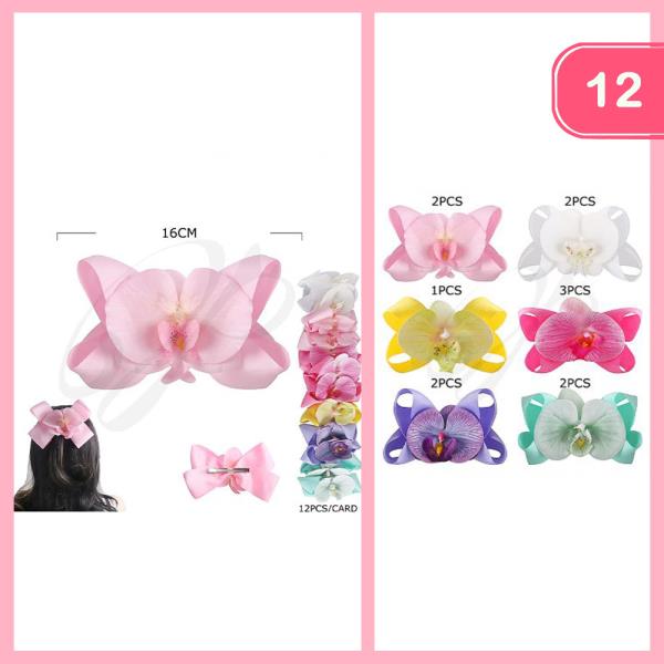 RIBBON HAIR BOW PIN (12 UNITS)