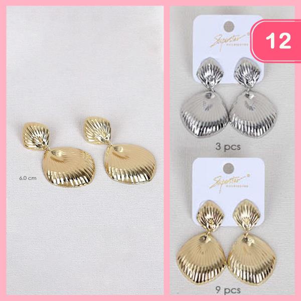METAL SHELL DANGLE EARRING (12 UNITS