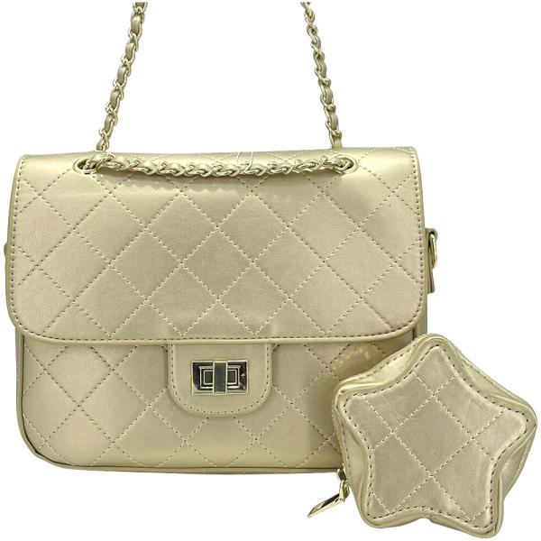 2IN1 QUILTED CROSSBODY W STAR POUCH SET