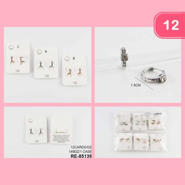 COPPER CORE RHINESTONE STUD HOOP EARRING (12 UNITS)