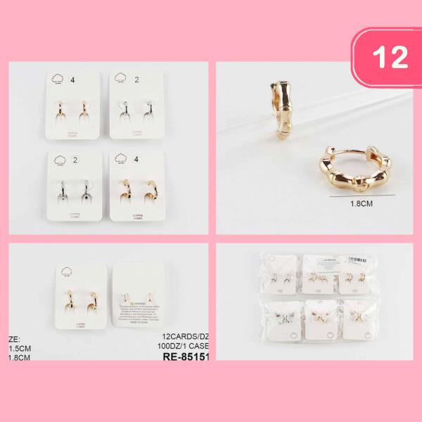COPPER CORE BAMBOO ASSORTED SIZE HOOP EARRING (12 UNITS)