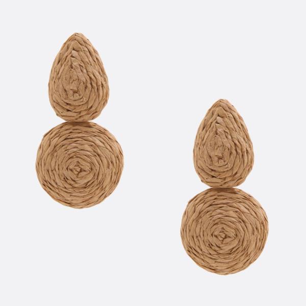 RAFFIA TEARDROP ROUND EARRING