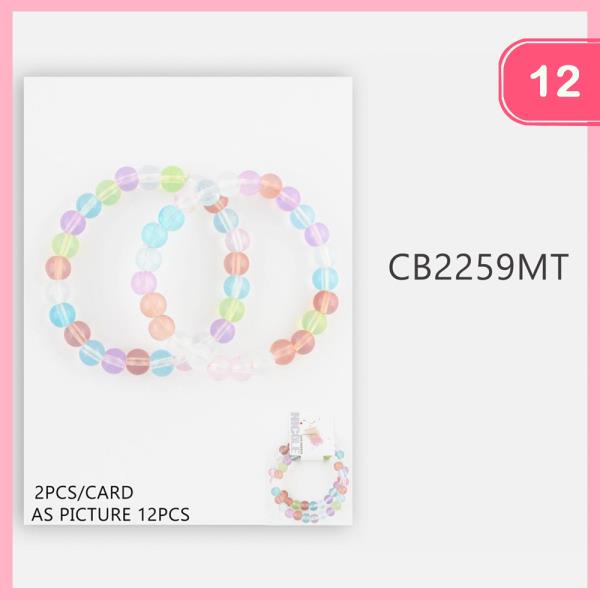 CANDY FROST BEAD STRETCH BRACELET (12 UNITS)