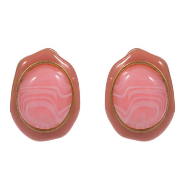 MARBLED OVAL STUD EARRING
