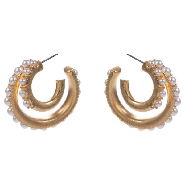 PEARL BEAD DOUBLE HOOP EARRING