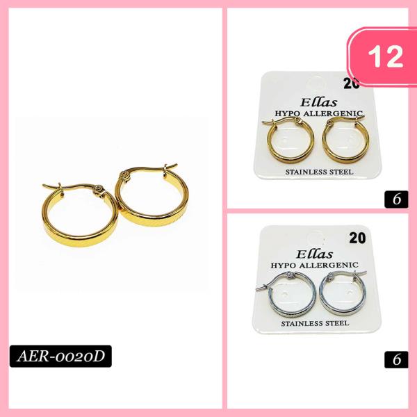 STAINLESS STEEL HYPOALLERGENIC HOOP EARRING (12 UNITS)