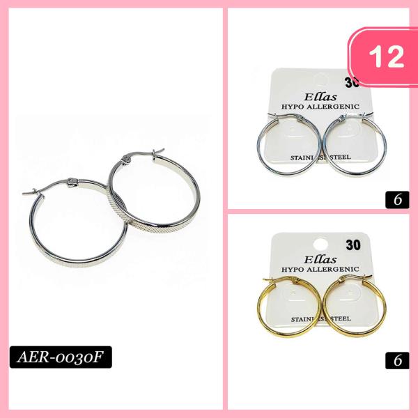 STAINLESS STEEL HYPOALLERGENIC HOOP EARRING (12 UNITS)