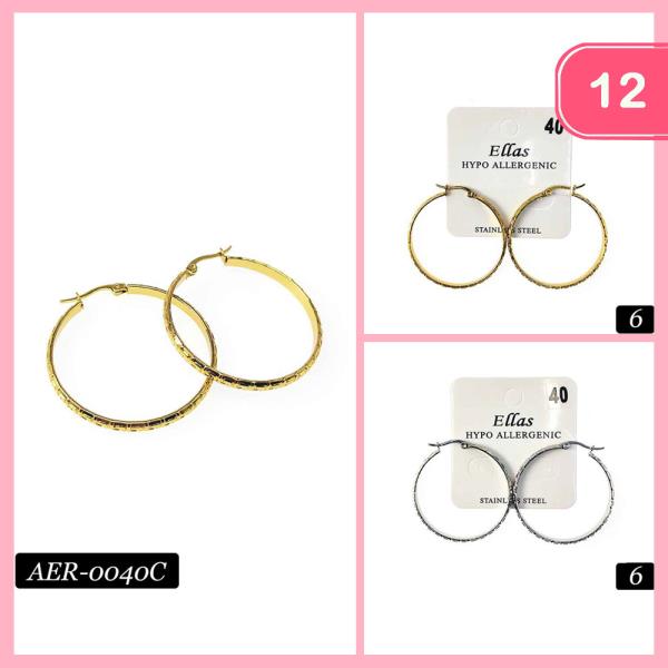 STAINLESS STEEL HYPOALLERGENIC HOOP EARRING (12 UNITS)