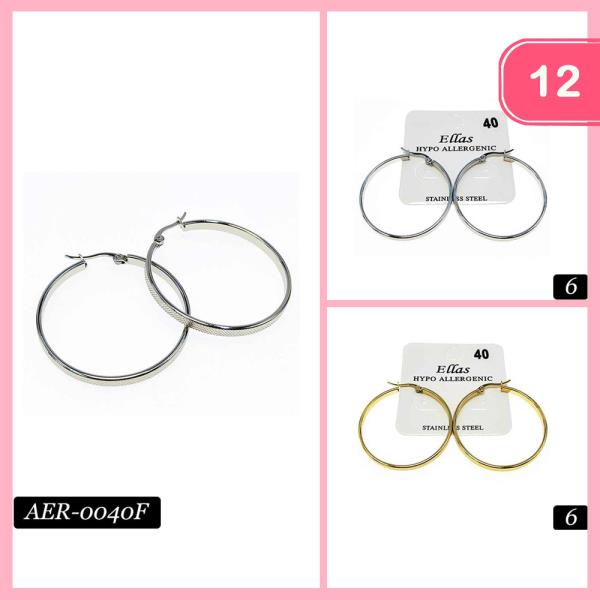 STAINLESS STEEL HYPOALLERGENIC HOOP EARRING (12 UNITS)