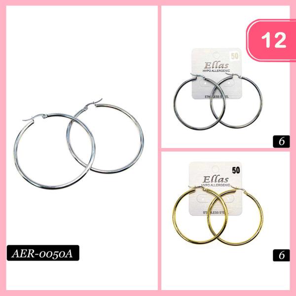 STAINLESS STEEL HYPOALLERGENIC HOOP EARRING (12 UNITS)