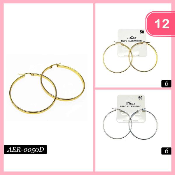 STAINLESS STEEL HYPOALLERGENIC HOOP EARRING (12 UNITS)