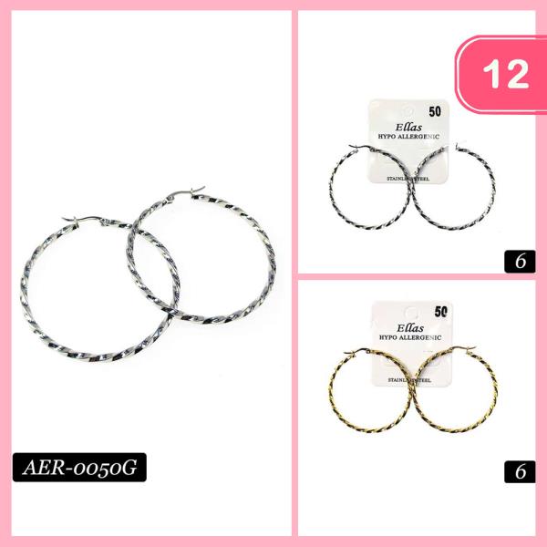 STAINLESS STEEL HYPOALLERGENIC HOOP EARRING (12 UNITS)