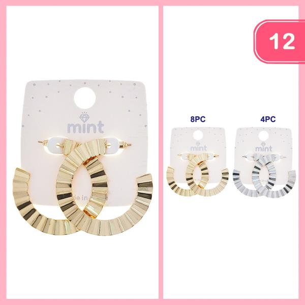 METAL CRINKLE WAVE OPEN HOOP EARRING (12 UNITS)