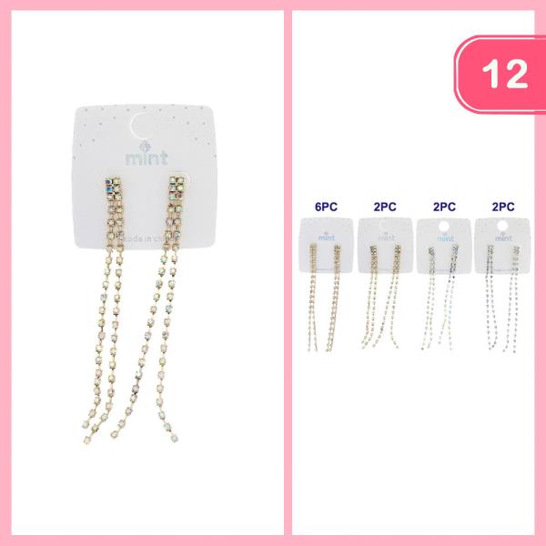 2 LINE RHINESTONE EARRING (12 UNITS)