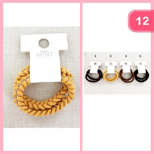 BRAIDED YARN HAIR TIE SET (12 UNITS)