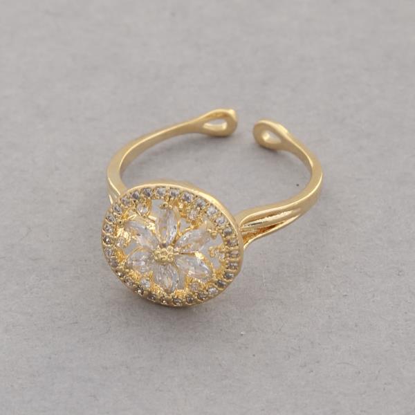 SODAJO CZ ROUND ADJUSTABLE GOLD DIPPED EARRING