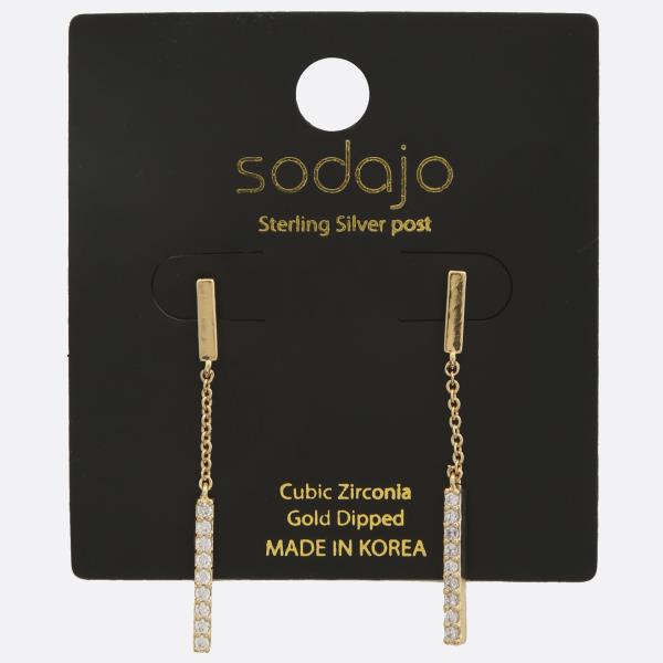ODAJO CZ GOLD DIPPED STERLING SILVER POST EARRING
