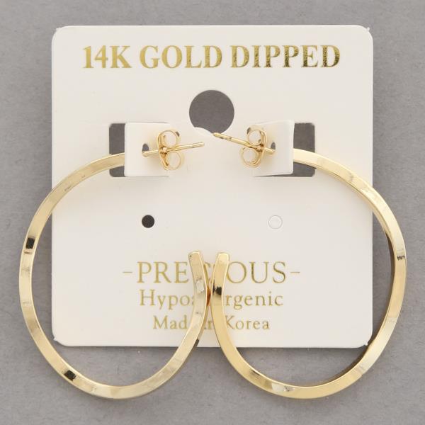 14K GOLD DIPPED BENT METAL OPEN HOOP EARRING