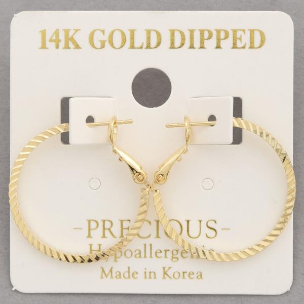 14K GOLD DIPPED TEXTURED HOOP EARRING