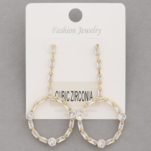 CZ RING BAR LINK EARRING