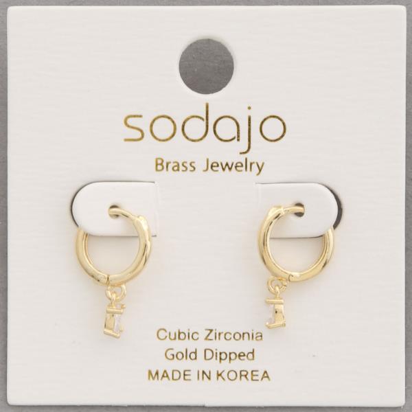 SODAJO DAINTY CZ HUGGIE GOLD DIPPED EARRING