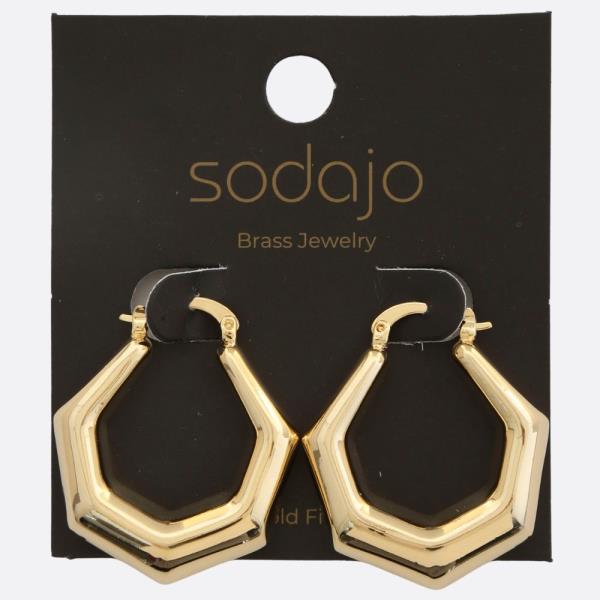 SODAJO HEXAGON SHAPE GOLD FILLED EARRING