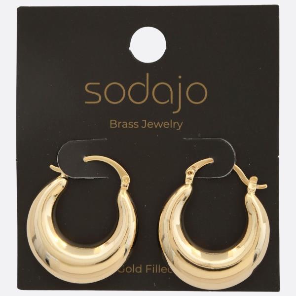 SODAJO PUFFY HOOP GOLD FILLED EARRING