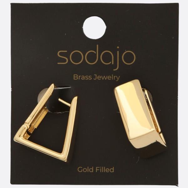 SODAJO TRIANGLE SHAPE GOLD FILLED EARRING
