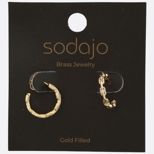 SODAJO OVAL LINK MINI HOOP GOLD FILLED EARRING