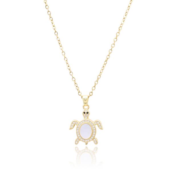 TURTLE MOTHER OF PEARL STAINLESS STEEL NECKLACE