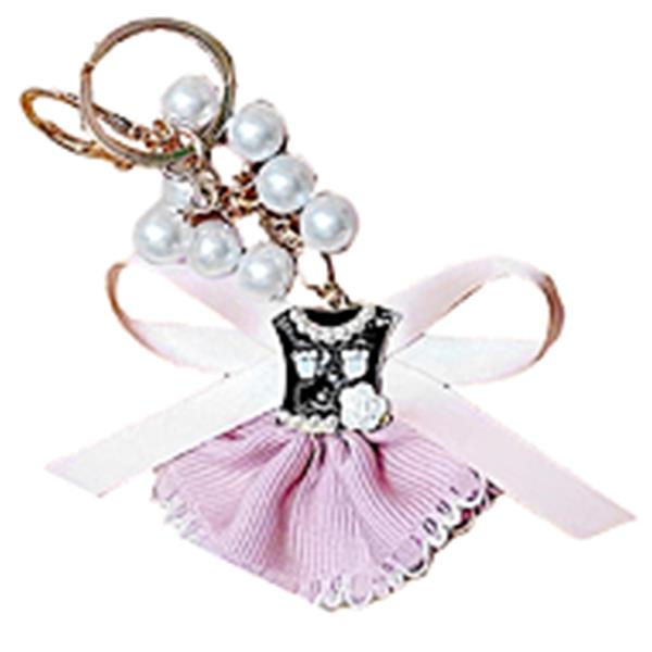 PEARL FLOWER DRESS BAG CHARM KEYCHAIN