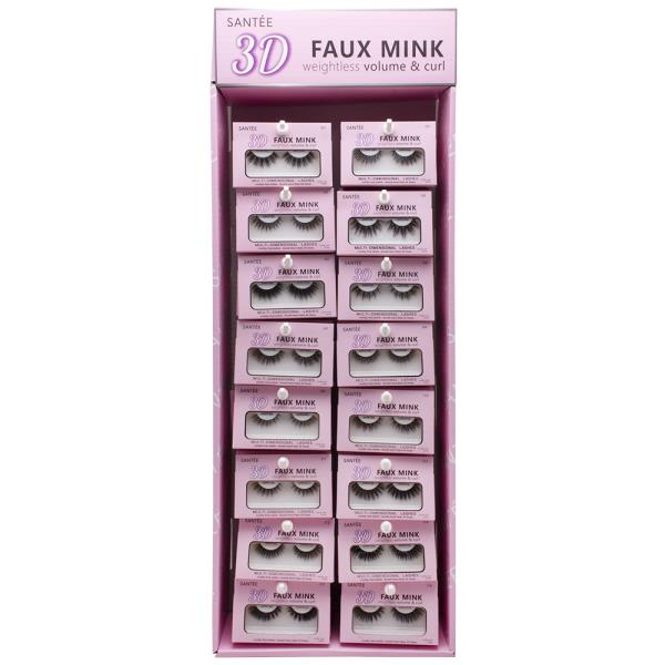 SANTEE 3D FAUX MINK WEIGHTLESS VOLUME AND CURL LASHES W DISPLAY SET