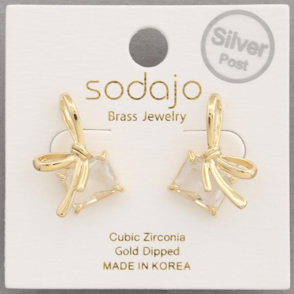 SODAJO RIBBON BOW GOLD DIPPED EARRING