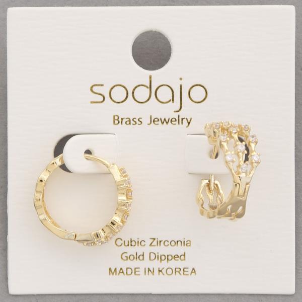 SODAJO CZ GOLD DIPPED HUGGIE EARRING